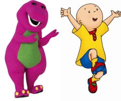 Childhood Memories before Cable. lmfao! Barney and Caillou.