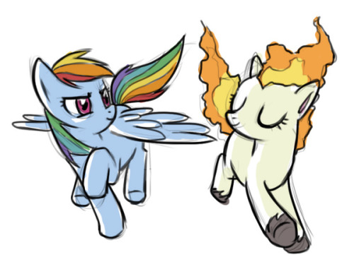 Rainbow Dash and Rapidash.