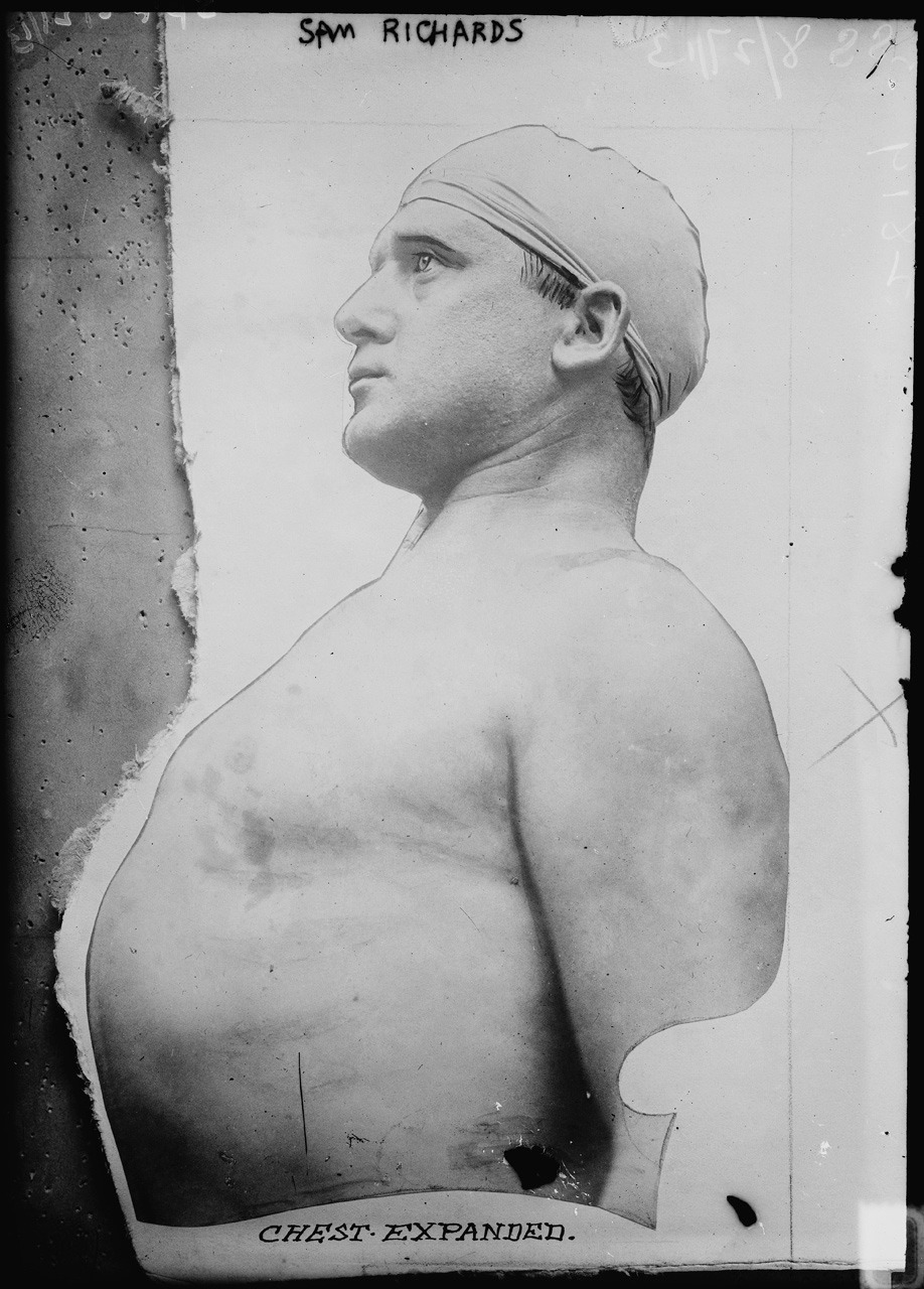 Sam Richards - chest expanded unidentified photographer, Bain News Service, 1913via: