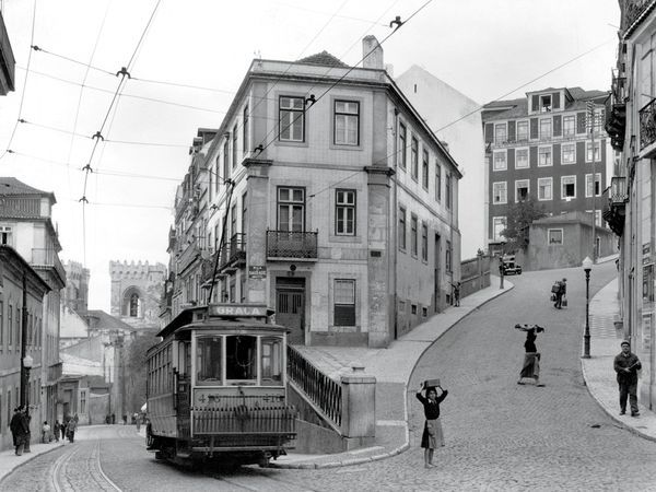 Street scene in Lisbon (Lisboa) - Portugal , 1940’s
“”
Photograph by W. Robert Moore, National Geographic