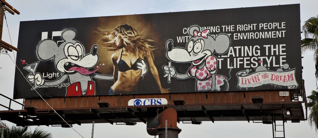 supersonicelectronic:  Banksy took over a billboard on Sunset Blvd. in LA!  Dont