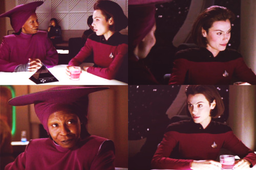 linguology:Ro Laren: Well, you’re not like any bartender I’ve ever met before.Guinan: And you’re not