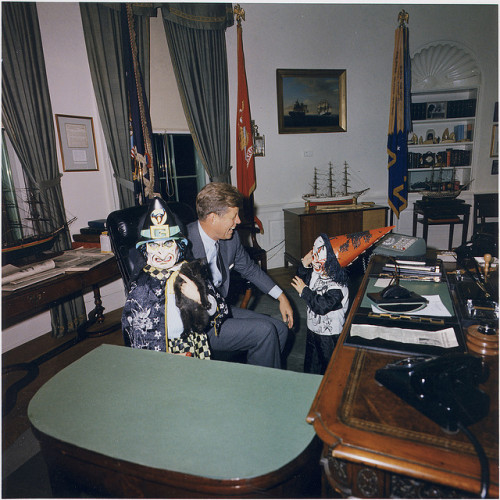 publicdomainthing: Halloween Visitors to the Oval Office during the Kennedy administration 10/31/196