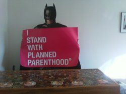 ginger-gal:  Not just the defender of Gotham, but also a defender of reproductive rights. (I hear him and Feminist Hulk are BFFs.) 