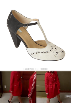 fashionofglee:  That ladies at WWEPW are like, ridiculously talented at spotting things! Talented enough to see that Emma has bought herself some new shoes; Urban Outfitters Kimchi Blue Wingtip Heels - เ.00 Worn with: Marc by Marc Jacobs coat  I WANT