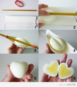 9gag:  How to make a heart shaped egg 