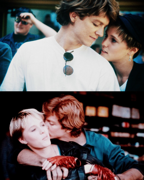 fuckyeahsomekindofwonderful:Eric Stoltz & Mary Stuart Masterson being adorable on set. -Some Kin