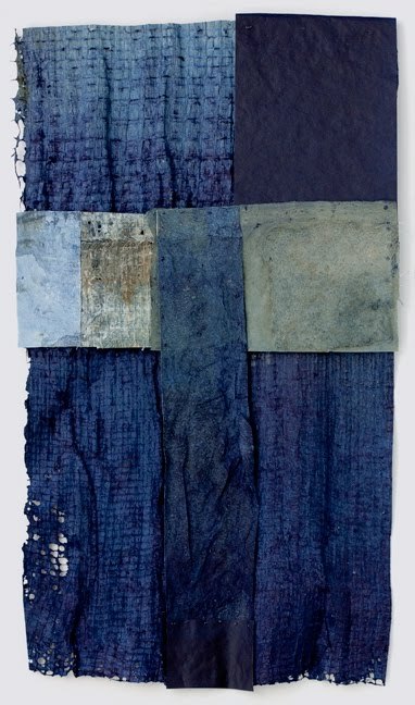 sweetpeapath:
“ from the series Driftless Reveries; lost and found
by Mary Hark
Handmade flax and abaca papers, indigo dye, mixed media
”