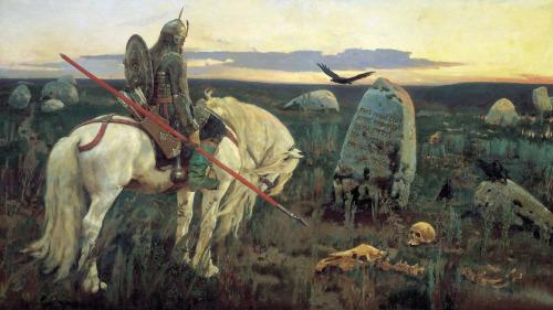 The Knight at the Crossroads, Viktor Vasnetsov.The painting reflects a scene from Russian folk tales