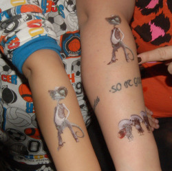 tb0t:  my nephew and mine ;fake tattoo’s
