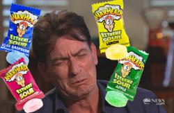 tumboner:  who said charlie sheen just likes drugs? sour candy’s just as fun. 