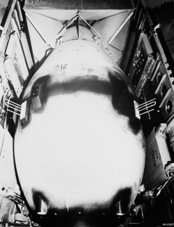 Fat Man inside Bockscar’s bomb bay,