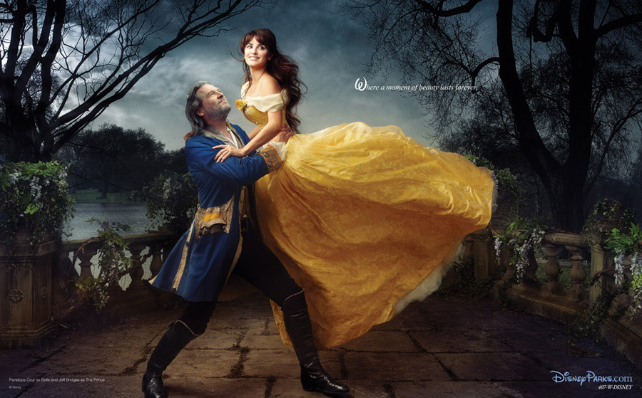 disneyadventures:  Penelope Cruz and Jeff Bridges appear as Belle and the transformed