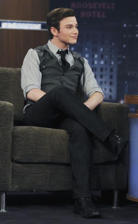 chriscolfernews:  This is an HQ from Chris-Colfer.com. I just cropped Jimmy out. Sorry, Jimmy.  