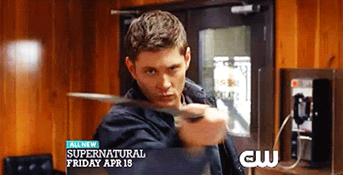 It looks like something has Cas pinned up against the wall. O_O  DEAN ARE YOU SAVING