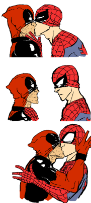 daftmue:  This was shamelessly copied from a Cable/Deadpool fanart. I just made a Deadpool/Spiderman version for fun. ;u; (I do not fancy Cable/Deadpool. Super-unpopular-opinion, I know) I’m still ashamed for copying this but Y!Gal never seemed to mind.