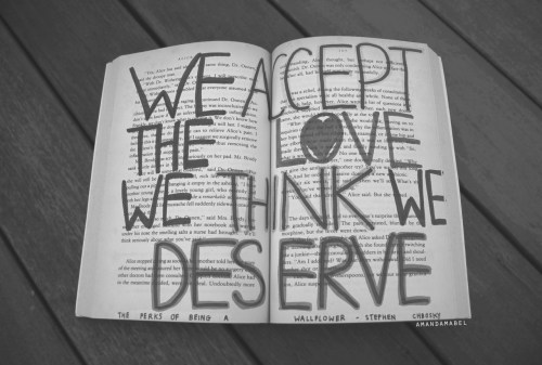 quote-book:  ‘We accept the love we think we deserve’ - Stephen Chbosky, The Perks of Being a Wallflower (Amanda Mabel) 
