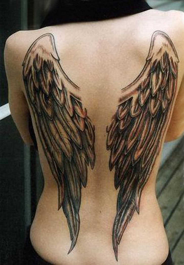 Black angel wings tattoo designs