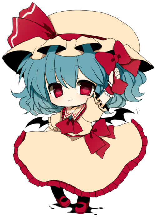 kochiya::> black pantyhose blue hair bow chibi dress haru (kyou) hat necktie pantyhose red eyes r