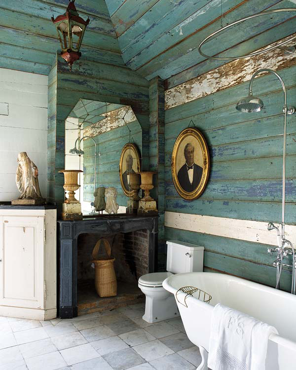 “ House of Turquoise: Rustic Turquoise Bathroom
”