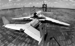 Buran orbiter atop the Antonov AN-225 Mriya mothership unidentified photographer, Baikonur Cosmodrome, 1989