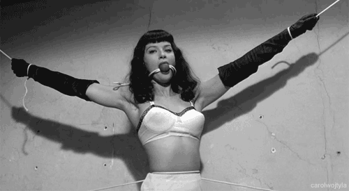 Bettie Page - tied & struggling  adult photos