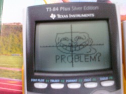 lockpickmango:  Troll face on TI-84 Plus Calculator!!! Because math class is boring when you have a delusional teacher.