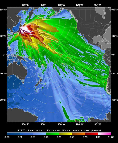 msnbc:
“This image provided by the Pacific Tsunami Warning Center shows a tsunami forecast model predicting the wave height of the tsunami generated by the Japan earthquake. (via Globe and Mail)
”
ABC’s Good Morning America reports that the concern...