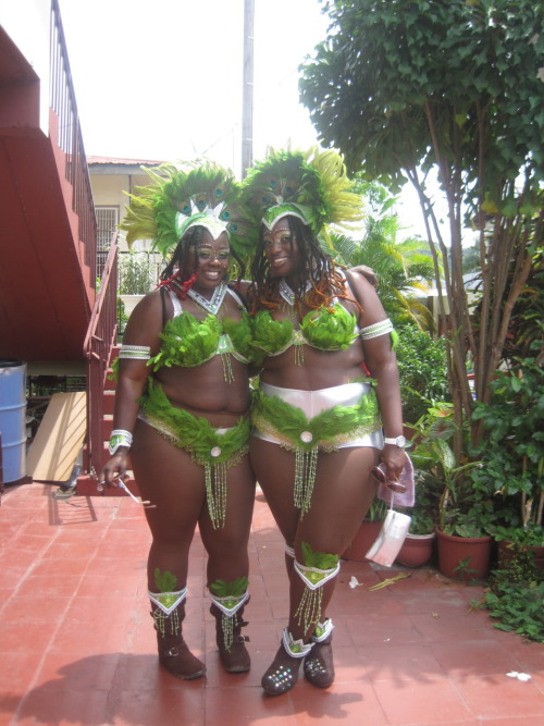 thecupcakecriminal:My sis and I…ready for the road!Trinidad Carnival I love you!
