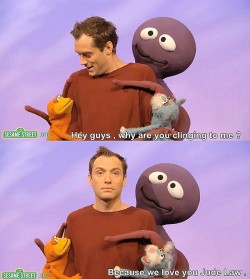 iwasasquirrel:  blueskyftw:  trucchilabirinti:  chapter29-thelostdiadem:  love-is-a-number:  birdhands:  because i love you jude law  MUST REBLOG  I love you too Jude… may I cling to you naked  So using this logic, if I love him I can cling to him.