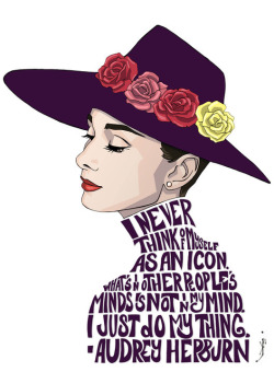 eatsleepdraw:  Audrey Hepburn. Ink w/ digital color by Kenneth J. Franklin. 