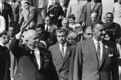 athoroughlyantiquatedmillie:  Oh just some bamfs hanging out togther, as bamfs do. (Gamel Nasser and Nikita Krushchev) 