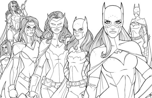 Left to Right: misfit, huntress, flamebird, batwoman, stephanie brown, barbara gordon, cassandra kai