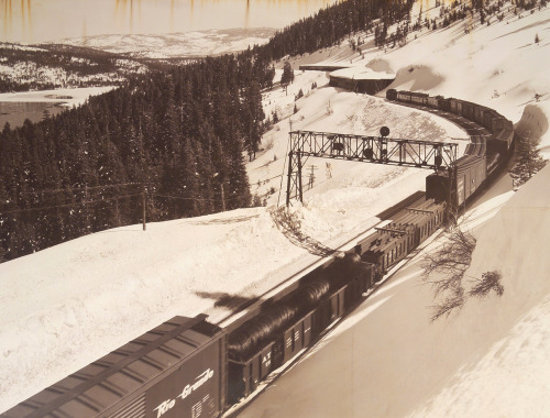Winter Scene with Train massive (213cm*305cm) mural for the Department Of The Interior, by Ansel Adams, 1941