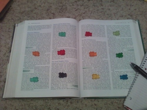 maddasahatterr: “When taking notes for classes, do this. When you reach a gummybear, eat it. M