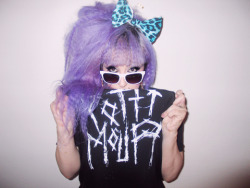 nikkilipstick:  so this really rad company potty mouff sent me this awesome tee, and I have the whole collab coming today , with the custom pasties, but I just wanted to show how cute it is &lt;3  she&rsquo;s always so adorable.