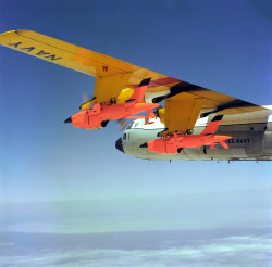 Lockheed DC-130 Hercules Fleet  Composite Squadron 3 (VC 3) drone control Hercules loaded with 2 BQM-34S Firebee  target drones, photo by R. L. Lawson, Jul 1975via: aeroman3