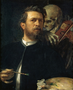 welovepaintings:  Arnold Bocklin (1827-1901)Self Portrait with DeathOil on canvas1872Staatliche Museen (Berlin, Germany) 