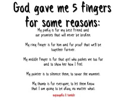 10knotes:  aysayako: My five fingers. :) Submitted by aysayakoFeatured on 10Knotes, the 10,000 notes blog.  &lt;3
