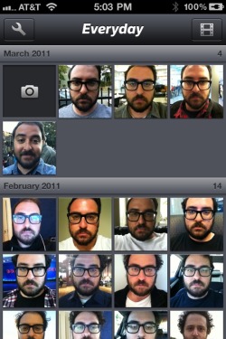 ratsoff:  Watch Yourself Slowly Shrivel Everyday  Inspired by the “Everyday” project by Noah Kalina (where he took a photo of himself once a day for 6 years), the Everyday for iPhone app helps you take a picture of your face every day, which can then