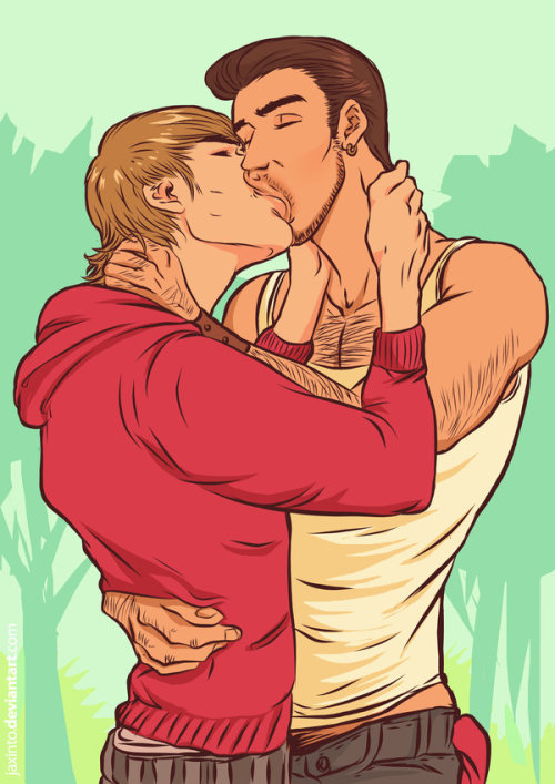 homocomix:  it’s spring and we kiss illustration by Jaxinto
