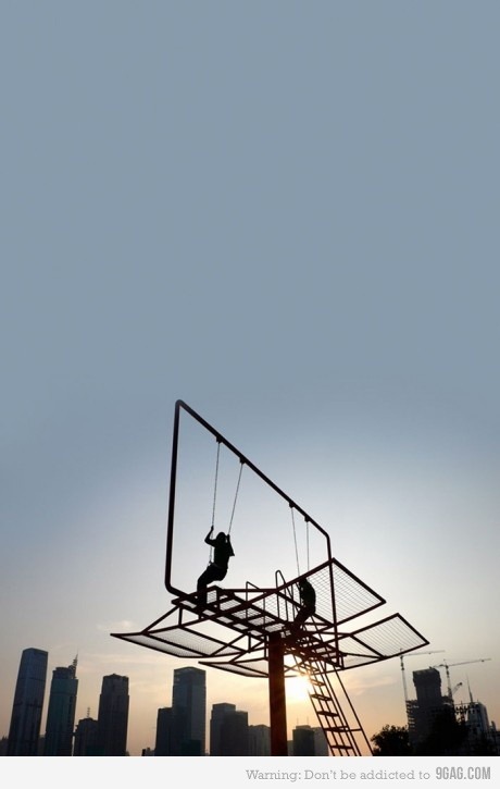 9gag:  When billboard turns into swing… 