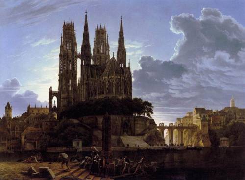 Medieval Town by Water 1813Karl Friedrich Schinkel (a bit of non-medieval medieval-themed art)