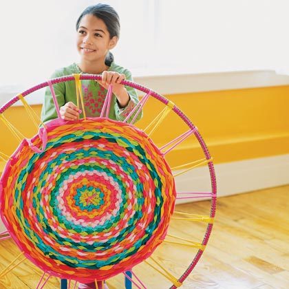 Hula Hoop Rug | Disney Family Fun
So I know this is from a Disney website, but how cool is it?! So I wouldn’t do it with bright colours, but I’m thinking pink and white or pale blue and white? I think I need to do this ASAP!