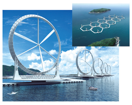 bgnori:rngsnow:実験始まる洋上浮体風力　日本の海洋エネルギー期待の星か：資源・エネルギー：ECO JAPAN －成長と共生の未来へ－士郎政宗の漫画に出てくる海上都市っぽいなぁ