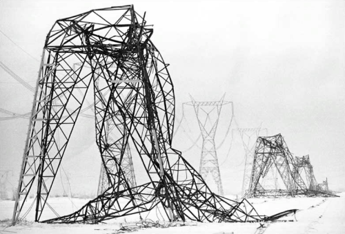 johnthedragon:m3zzaluna:power lines are crushed with the weight of four days of accumulated freezing