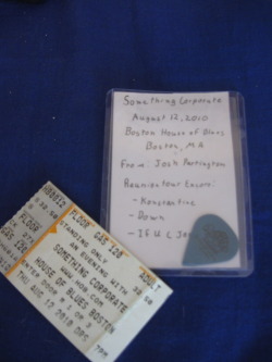 justalittleepic:  two of my favorite SoCo related items.the Reunion Tour Ticket and a Josh Partington Guitar pic! :)  AHH YOU ARE SO LUCKY! :D