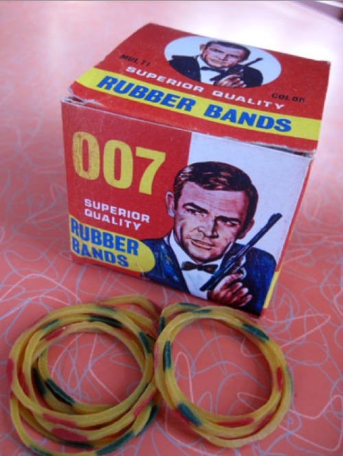 gameraboy: archiemcphee: Black market James Bond Rubber Bands. [via Allee Willis] SUPERIOR QUALITY