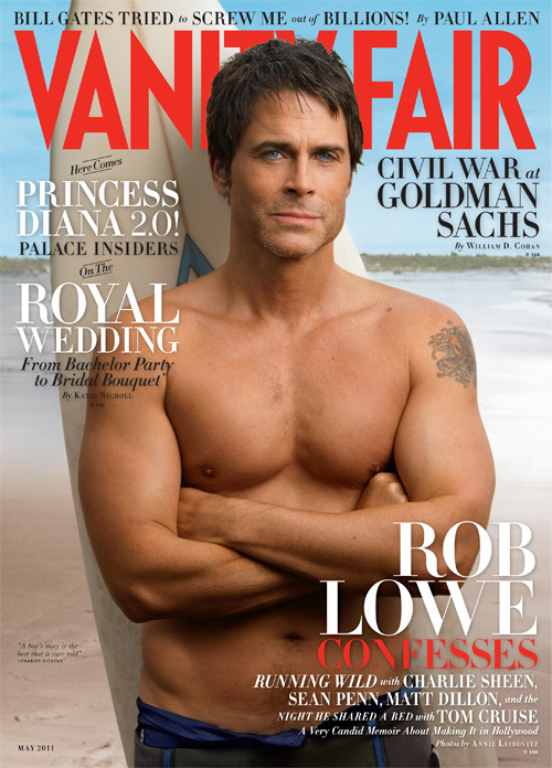On The Down Lowe: Celebrity photographer Annie Leibowitz captures what it means to age gracefully for Vanity Fair’s May 2011 cover featuring actor Rob Lowe.