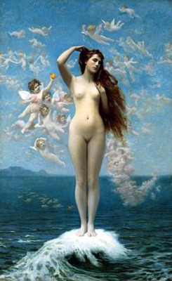 thetranscendentalmodernist:  Venus Rising - Jean-Léon Gérôme (1824–1904) AKA &ldquo;Venus on the half shell&rdquo;  Courtesy Humanities I  